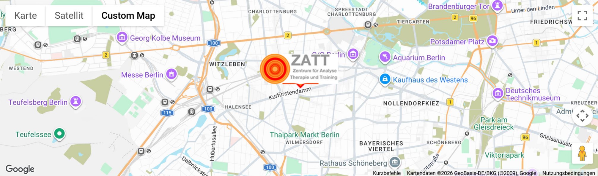 Übersichtskarte Berlin mit Standort ZATT am Kurfürstendamm
