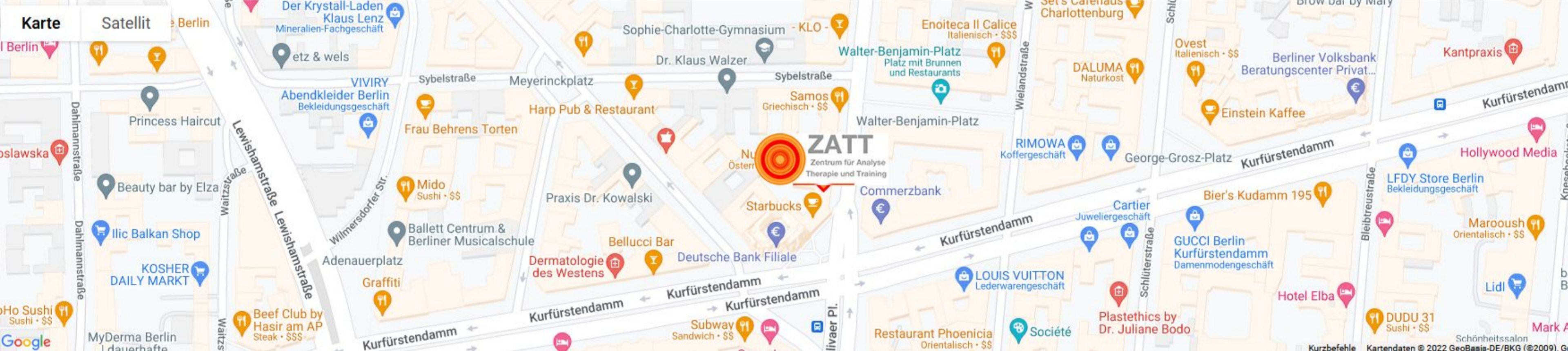 Kartenausschnitt: ZATT am Kurfürstendamm 61 in Berlin-Charlottenburg